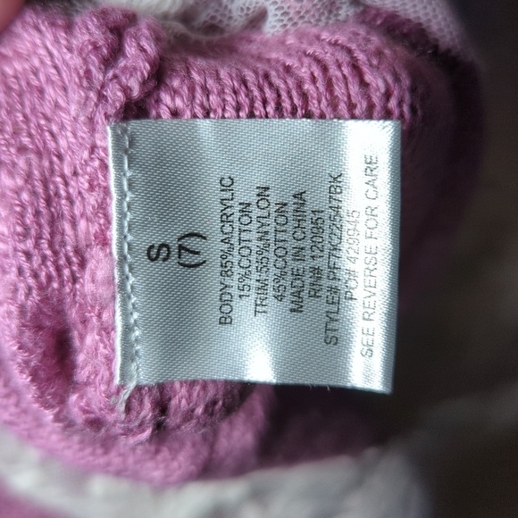 Pink Republic Pink Chenille Crewneck Sweater with Lace Hem Girls Size S 7 - Picture 3 of 5